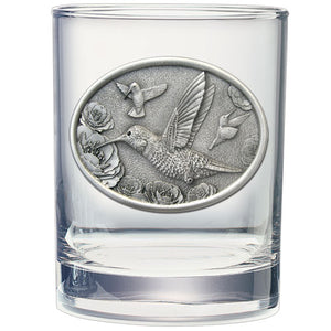 Hummingbirds Double Old Fashioned Glass