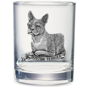 Boston Terrier Double Old Fashioned Glass