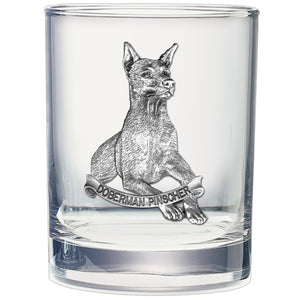 Doberman Pinscher Double Old Fashioned Glass
