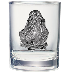 Basset Hound Double Old Fashioned Glass