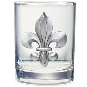 fleur de lis double old fashioned glass