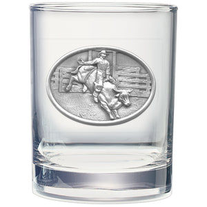 Double Old Fashioned Glass, Bull Rider, Western