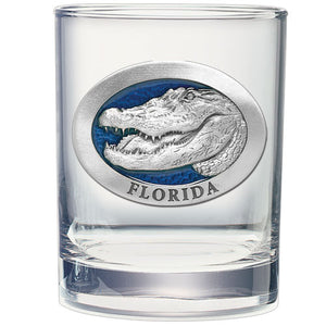 Alligator W/ Florida Double Old Fashioned Glass