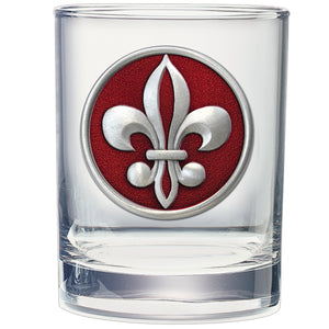Fleur de Lis #2 Double Old Fashioned Glass