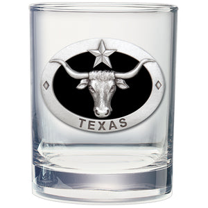longhorn with texas, double old fashioned glass, western