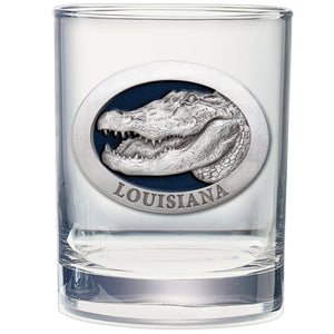 Alligator W/ Louisiana Double Old Fashioned Glass