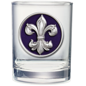 Fleur de Lis #3 Double Old Fashioned Glass