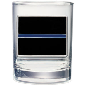 Thin Blue Double Old Fashioned Glass