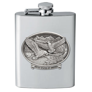 Eagle Soaring w/ USA Flask