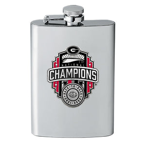 2022 Georgia Football Championship Back to Back Logo Flask