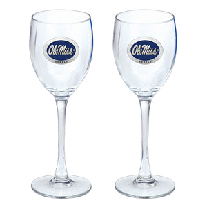 University of Mississippi "Ole Miss" Blue Logo Goblets (Set Of 2)