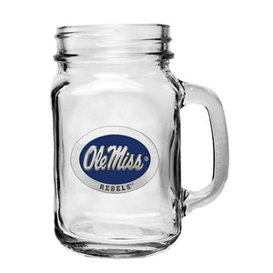 University of Mississippi "Ole Miss" Blue Logo Mason Jar Mug - Heritage Metalworks, Inc.