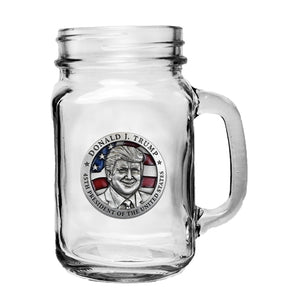 Donald Trump w/ Flag Mason Jar Mug