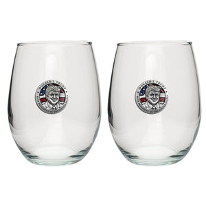 Donald Trump w/ Flag Stemless Goblet (Set of 2)