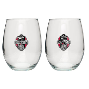 2022 Georgia Football Championship Back to Back Logo Stemless Goblet (Set of 2)