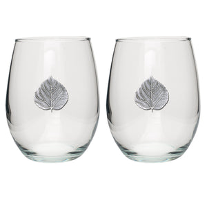 Aspen Leaf Stemless Goblets (Set Of 2)