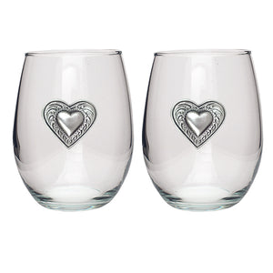 Pewter Western Heart Stemless Goblet for valentines day