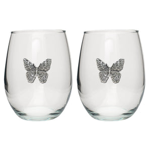 Butterfly Stemless Goblets (Set Of 2)