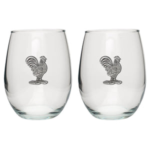 Roosters Stemless Goblets (Set Of 2)