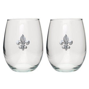 Fleur de Lis Stemless Goblet (Set of 2)