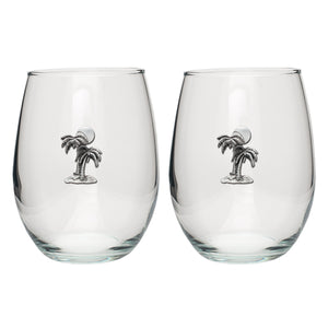 Palm Tree Stemless Goblets (Set Of 2)
