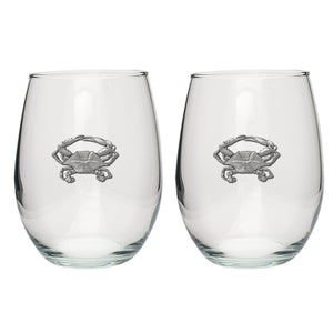 Blue Crab Stemless Goblets (Set Of 2)