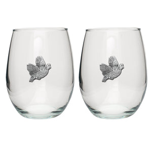 Bobwhite Quail Stemless Goblets (Set of 2)
