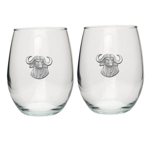 Cape Buffalo Stemless Goblets (Set of 2)
