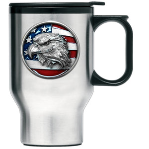 Eagle Head w/ Flag Travel Mug