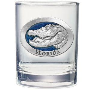Alligator W/ Florida Double Old Fashioned Glass - Heritage Metalworks, Inc.