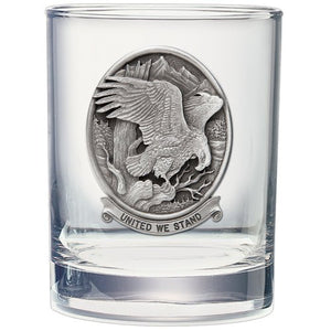 Bald Eagle W/ United We Stand Double Old Fashioned Glass - Heritage Metalworks, Inc.