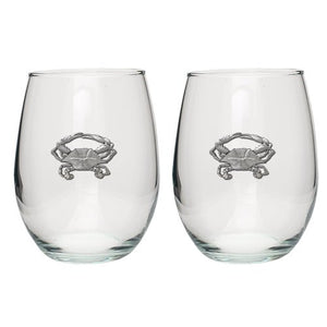 Blue Crab Stemless Goblets (Set Of 2) - Heritage Metalworks, Inc.