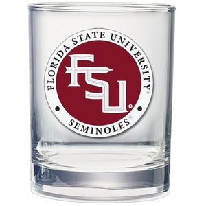 Florida State University FSU Logo Double Old Fashioned Glass - Heritage Metalworks, Inc.
