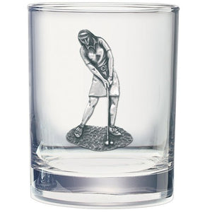Lady Golfer Double Old Fashioned Glass - Heritage Metalworks, Inc.