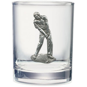 Male Golfer Double Old Fashioned Glass - Heritage Metalworks, Inc.