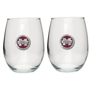 Mississippi State University Bulldogs "M" Logo Stemless Goblet (Set Of 2) - Heritage Metalworks, Inc.