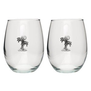 Palm Tree Stemless Goblets (Set Of 2) - Heritage Metalworks, Inc.