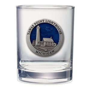 Tawas Point Lighthouse Double Old Fashioned Glass - Heritage Metalworks, Inc.