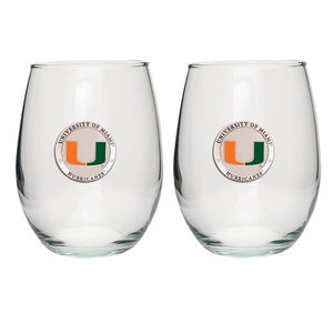 University of Miami Stemless Goblet (Set of 2) - Heritage Metalworks, Inc.