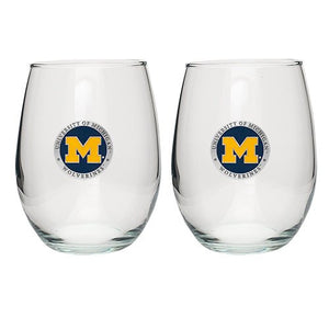 University of Michigan Stemless Goblets (Set of 2) - Heritage Metalworks, Inc.