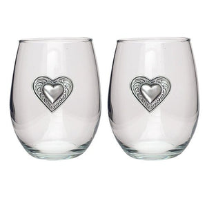 Western Heart Stemless Goblets (Set of 2) - Heritage Metalworks, Inc.